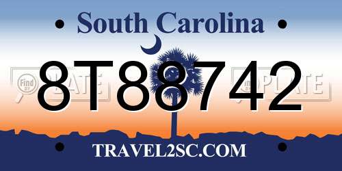 8T88742 South Carolina License Plate