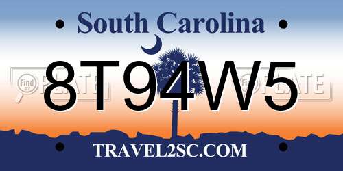 8T94W5 South Carolina License Plate