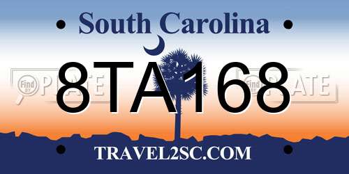 8TA168 South Carolina License Plate