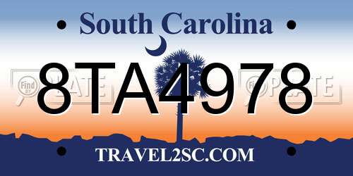 8TA4978 South Carolina License Plate