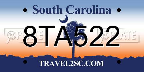 8TA522 South Carolina License Plate