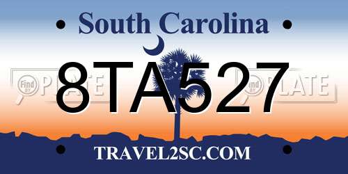 8TA527 South Carolina License Plate