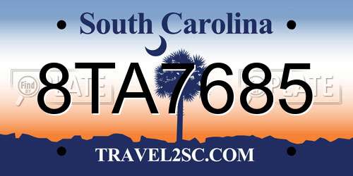 8TA7685 South Carolina License Plate