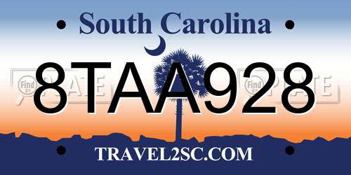 8TAA928 South Carolina License Plate