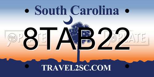 8TAB22 South Carolina License Plate