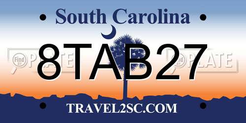 8TAB27 South Carolina License Plate