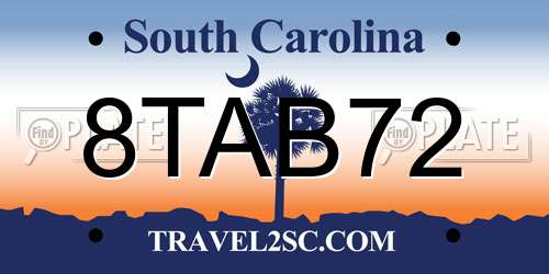 8TAB72 South Carolina License Plate