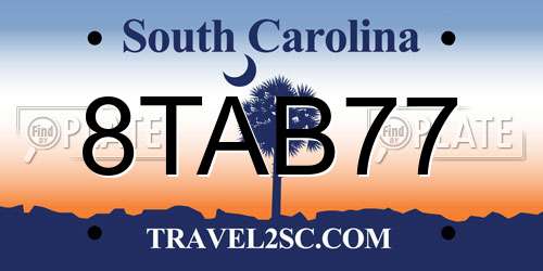 8TAB77 South Carolina License Plate