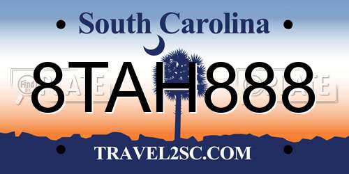 8TAH888 South Carolina License Plate