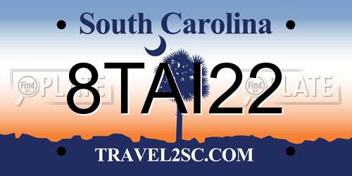 8TAI22 South Carolina License Plate