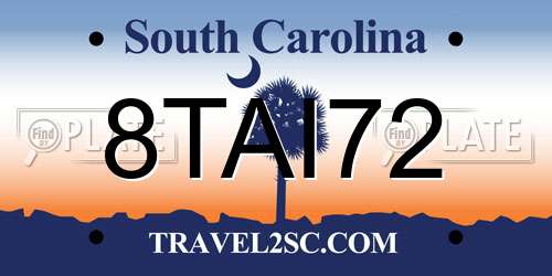 8TAI72 South Carolina License Plate