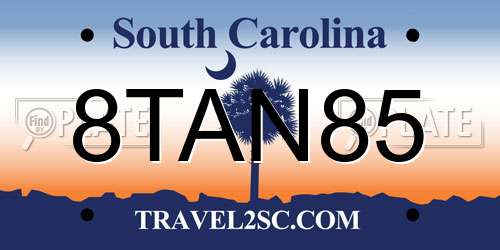 8TAN85 South Carolina License Plate