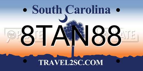 8TAN88 South Carolina License Plate
