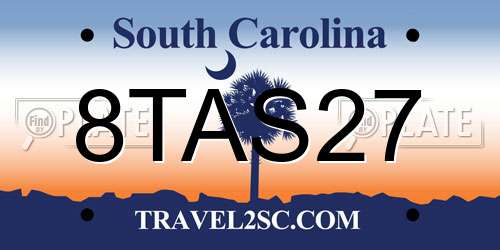 8TAS27 South Carolina License Plate