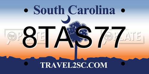 8TAS77 South Carolina License Plate
