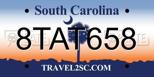 8TAT658 South Carolina License Plate
