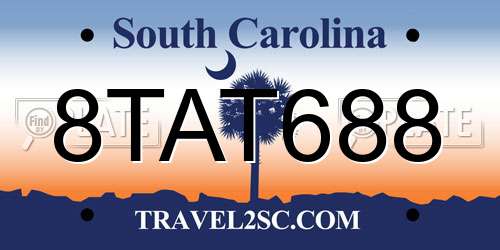 8TAT688 South Carolina License Plate