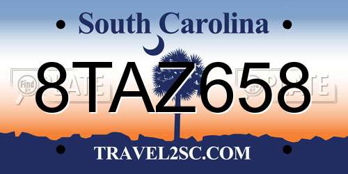 8TAZ658 South Carolina License Plate