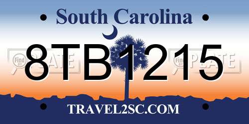 8TB1215 South Carolina License Plate