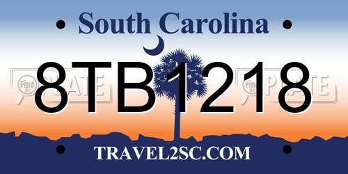 8TB1218 South Carolina License Plate