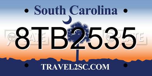 8TB2535 South Carolina License Plate