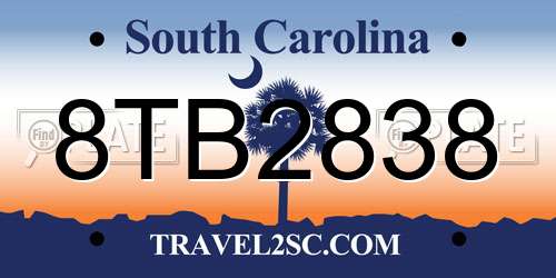 8TB2838 South Carolina License Plate
