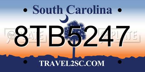 8TB5247 South Carolina License Plate