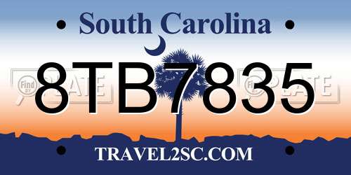 8TB7835 South Carolina License Plate
