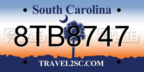 8TB8747 South Carolina License Plate