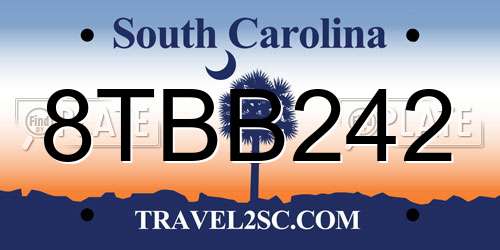 8TBB242 South Carolina License Plate