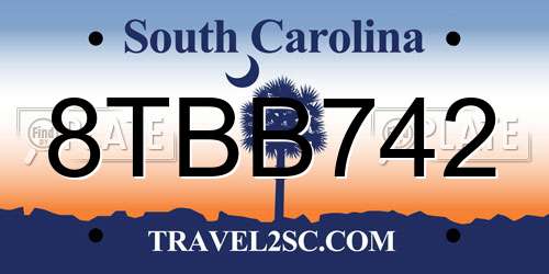 8TBB742 South Carolina License Plate