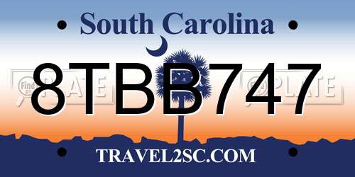 8TBB747 South Carolina License Plate