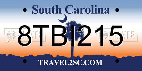 8TBI215 South Carolina License Plate