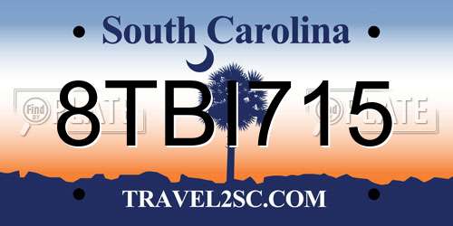 8TBI715 South Carolina License Plate