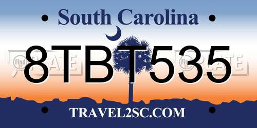 8TBT535 South Carolina License Plate