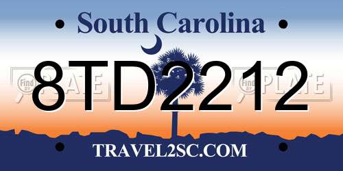 8TD2212 South Carolina License Plate