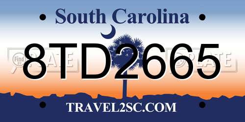 8TD2665 South Carolina License Plate