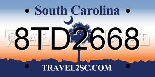 8TD2668 South Carolina License Plate