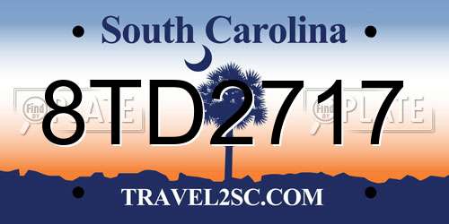 8TD2717 South Carolina License Plate