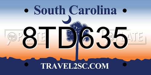 8TD635 South Carolina License Plate