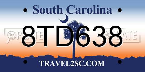 8TD638 South Carolina License Plate