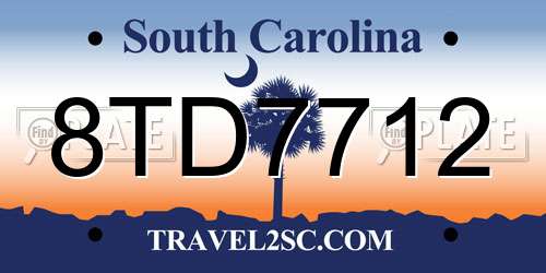 8TD7712 South Carolina License Plate