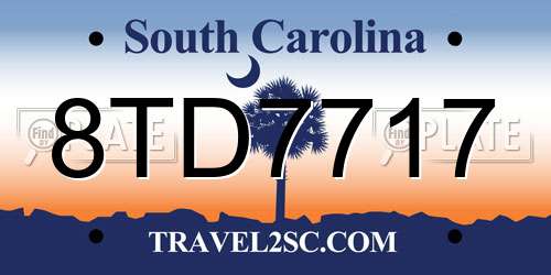 8TD7717 South Carolina License Plate
