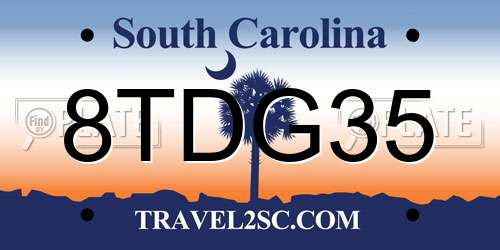 8TDG35 South Carolina License Plate