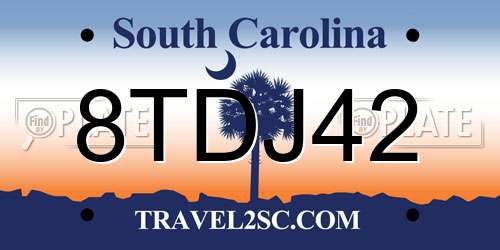 8TDJ42 South Carolina License Plate