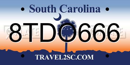 8TDO666 South Carolina License Plate