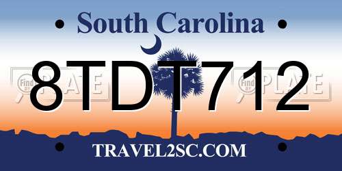 8TDT712 South Carolina License Plate