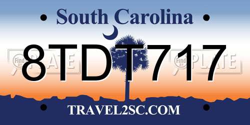 8TDT717 South Carolina License Plate