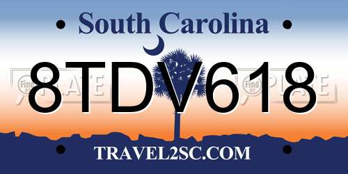 8TDV618 South Carolina License Plate