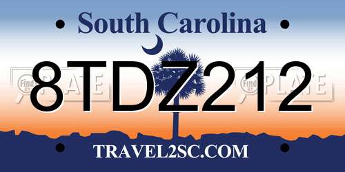8TDZ212 South Carolina License Plate